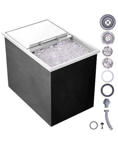 Mecale Drop-In Stainless Steel Ice Chest, 40.9 Qt with Sliding Lid