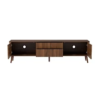 sumyeg 70 inch Fluted Storage Cabinet with Tv Stand Drawers with Cable Management, Solid Wood Legs, Soft-Close Hinges