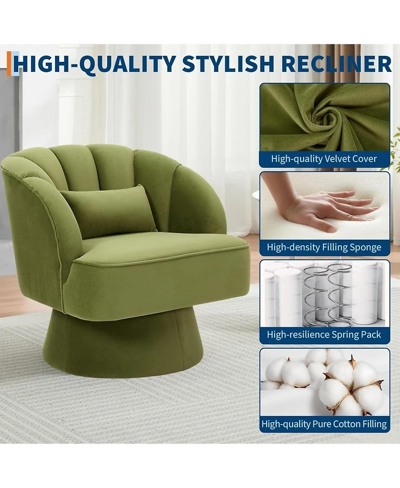 gaomon Modern 360° Swivel Barrel Accent Chair, Velvet