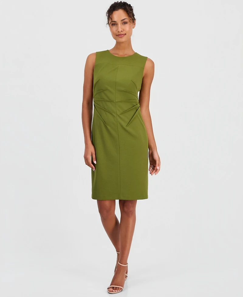 Anne Klein Women's Pleat-Waist Scuba Crepe Sheath Dress