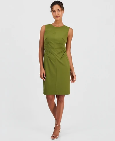 Anne Klein Women's Pleat-Waist Scuba Crepe Sheath Dress
