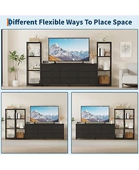gaomon Tv Stand Dresser for 75 Inch Tv, Large Entertainment Center with Fabric Drawers & 4 Tier Storage Shelves