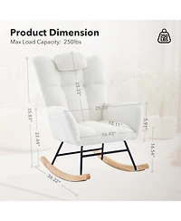 gaomon Nursery Rocking Chair with High Back & Armrests, Upholstered Glider for Bedroom