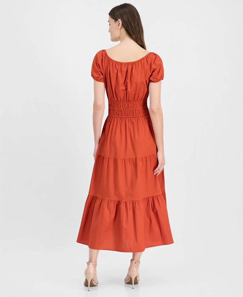 Anne Klein Women's Square-Neck Smocked Tiered Midi Dress