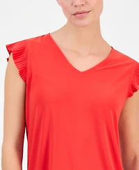 Anne Klein Essentials Petite Ruffled Sleeveless Top