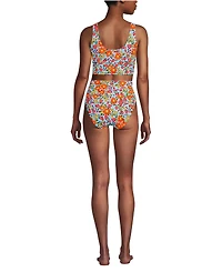 Lands' End Women's Tugless Midkini Top and High Waisted Bottom Swimsuit Set
