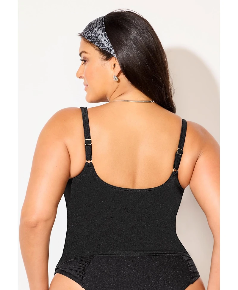 Swimsuits for All Women's Shimmer Contrast Trim Underwire Tankini Top