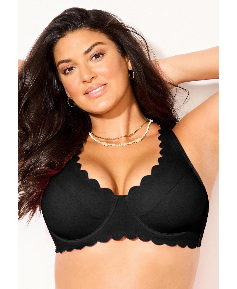 Swimsuits for All Women's Scallop Trim Underwire Bikini Top