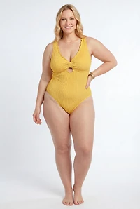 Swimsuits for All Women's Crinkle Knot Front One Piece Swimsuit