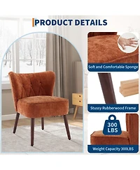 gaomon Modern Wingback Living Room Chair,Armless Lounge Chair with Wood Legs Upholstered Makeup Vanity Tufted Side Chair Fabric Comfy with Decor Back