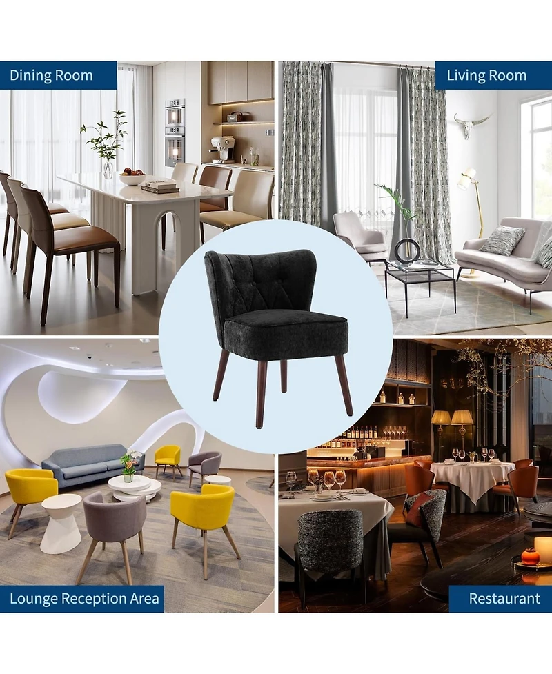 gaomon Modern Wingback Living Room Chair,Armless Lounge Chair with Wood Legs Upholstered Makeup Vanity Tufted Side Fabric Comfy Decor Back