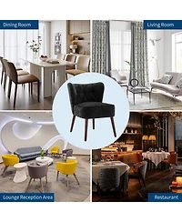 gaomon Modern Wingback Living Room Chair,Armless Lounge Chair with Wood Legs Upholstered Makeup Vanity Tufted Side Fabric Comfy Decor Back