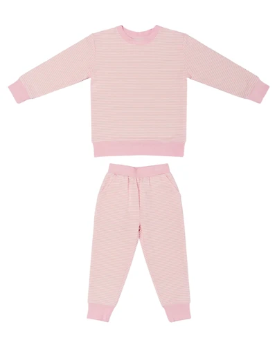 Motette Baby Girls Peony Stripe Lounger Bamboo Sweatsuit