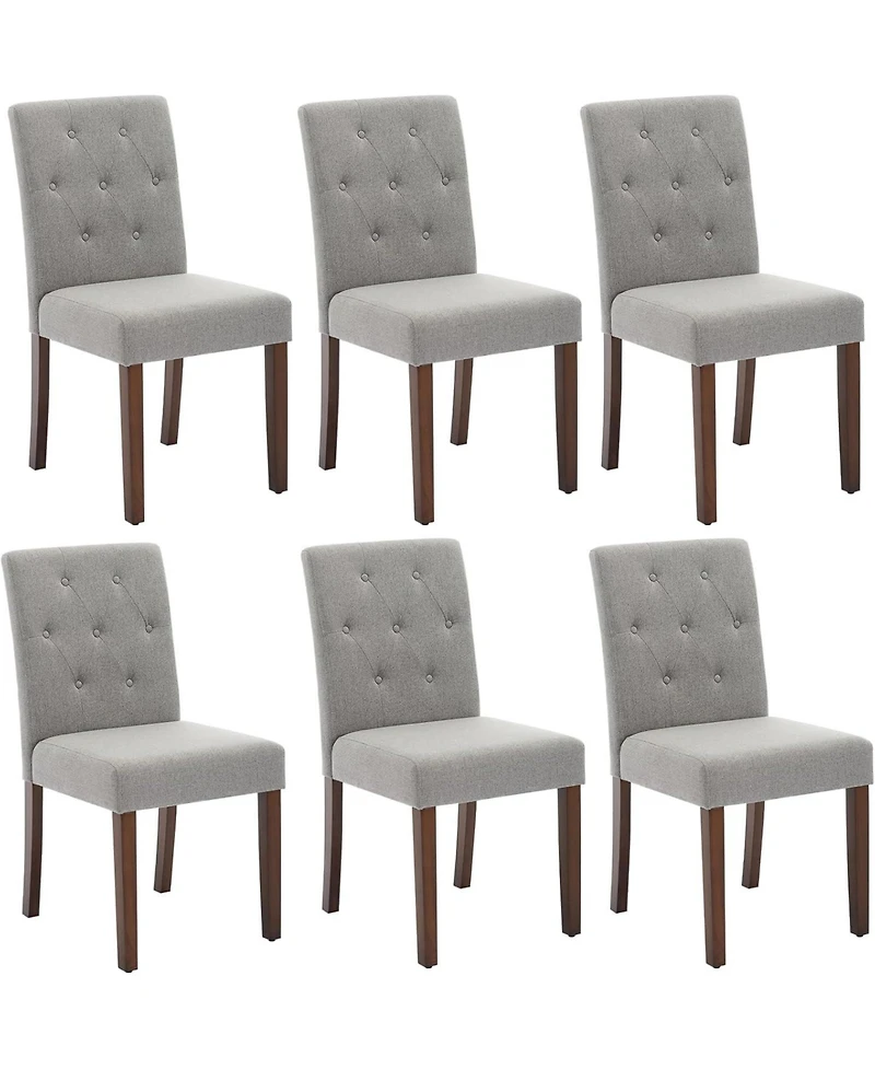 gaomon Upholstered Dining Chairs Set of 6, Modern Linen Parsons Chairs with Wood Legs