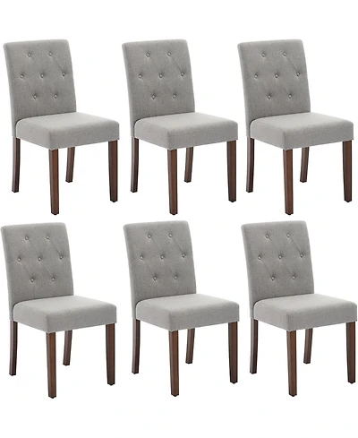 gaomon Upholstered Dining Chairs Set of 6, Modern Linen Parsons Chairs with Wood Legs