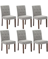 gaomon Upholstered Dining Chairs Set of 6, Modern Linen Parsons Chairs with Wood Legs