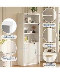 gaomon Tall Book Shelf and Bookcase, Wooden Bookcase with Doors, Modern Book Case with Large Storage Cabinet, 5-Shelf Bookcases