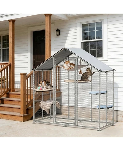 Zeus and Ruta Large Walk In Cat Patio Enclosure Outdoor Catio Garden Pet Playpen For Yard