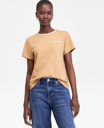 On 34th Women's 100% Cotton Pocket T-Shirt, Macy's Exclusive