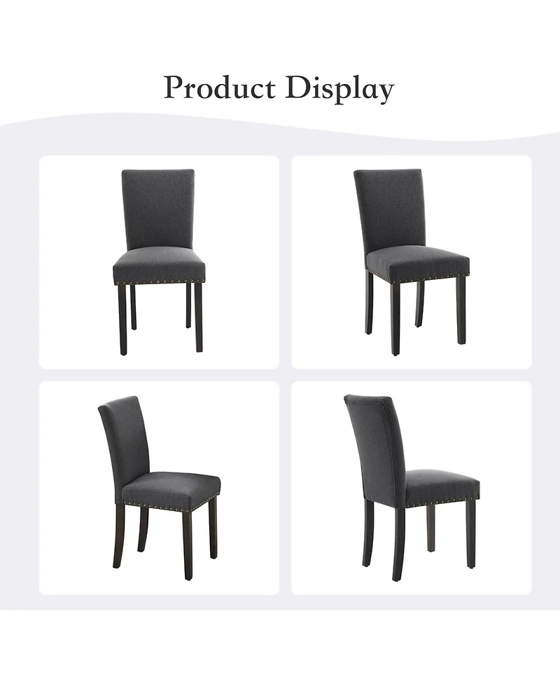 gaomon Parsons Dining Chairs Set of 6, Upholstered Fabric Chairs with Nailhead Trim