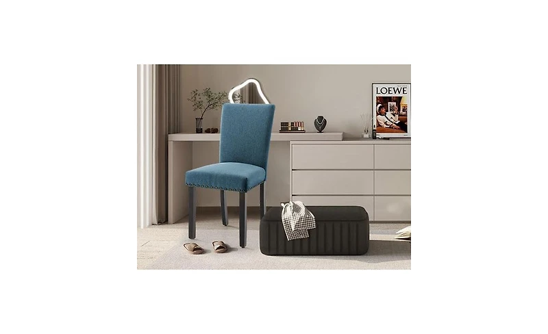 gaomon Parsons Dining Chairs Set of 6, Upholstered Fabric Chairs with Nailhead Trim