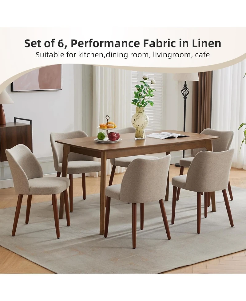 gaomon Linen Dining Chairs Set of 6