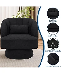 gaomon Teddy Fabric Modern Swivel Barrel Accent Chair