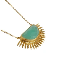 Ottoman Hands Sunrise Aqua Chalcedony Pendant Necklace