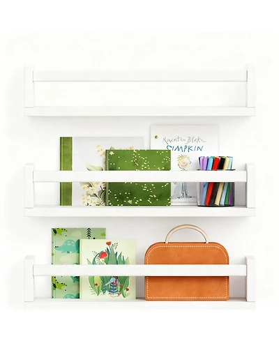 Yigii Floating Shelves Wall Wood Bookshelf Nursery Organizer Set 3