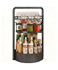 Yigii Rotating Spice shelf Paper Towel Holder 2 Tier Lazy Susan Kitchen Countertop