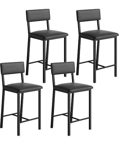 gaomon Set of 4 Counter Height Bar Stools - Pu Leather Upholstery,Backrest and Footrest,Thick Cushion,Sturdy Metal Legs