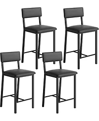 gaomon Set of 4 Counter Height Bar Stools - Pu Leather Upholstery,Backrest and Footrest,Thick Cushion,Sturdy Metal Legs