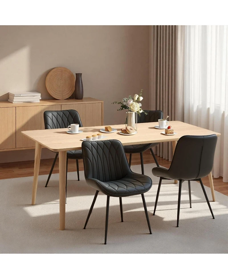 gaomon Mid Century Modern Dining Chairs Set of 4,Faux Leather Upholstered Kitchen and Dining Room Chairs with Backrest and Metal Legs,for Living Room