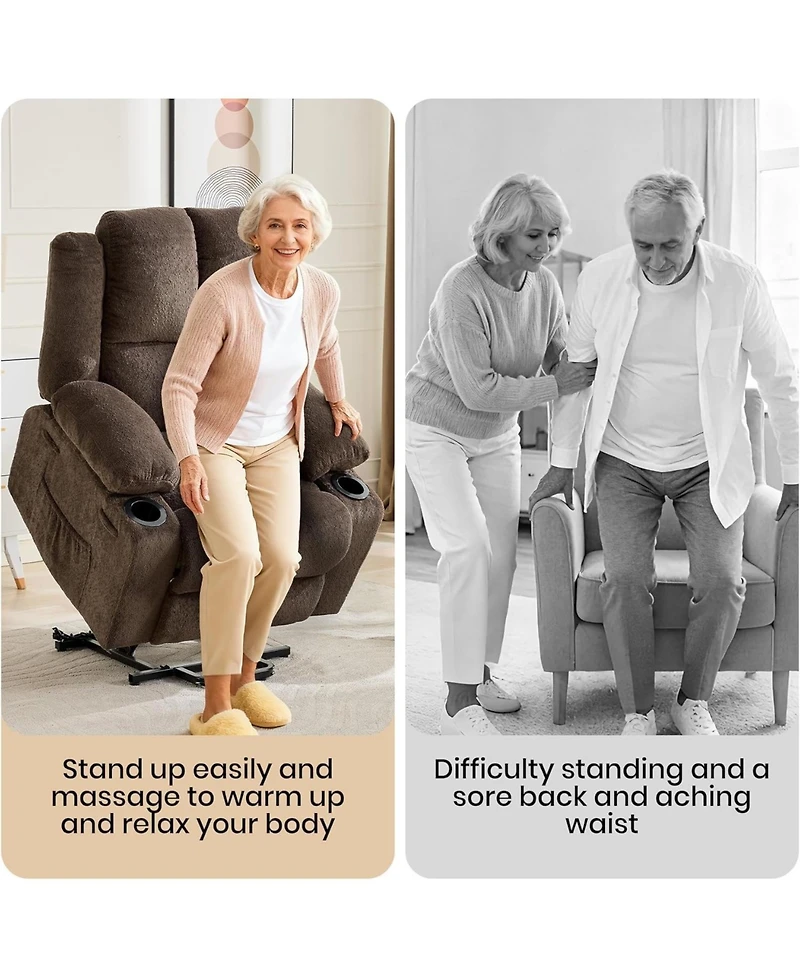 gaomon Oversized Power Lift Recliner Chair for Elderly,Adjustable Lay Flat Lift Chair Electric Recliner Chairs with Massage and Heat,for Living Room