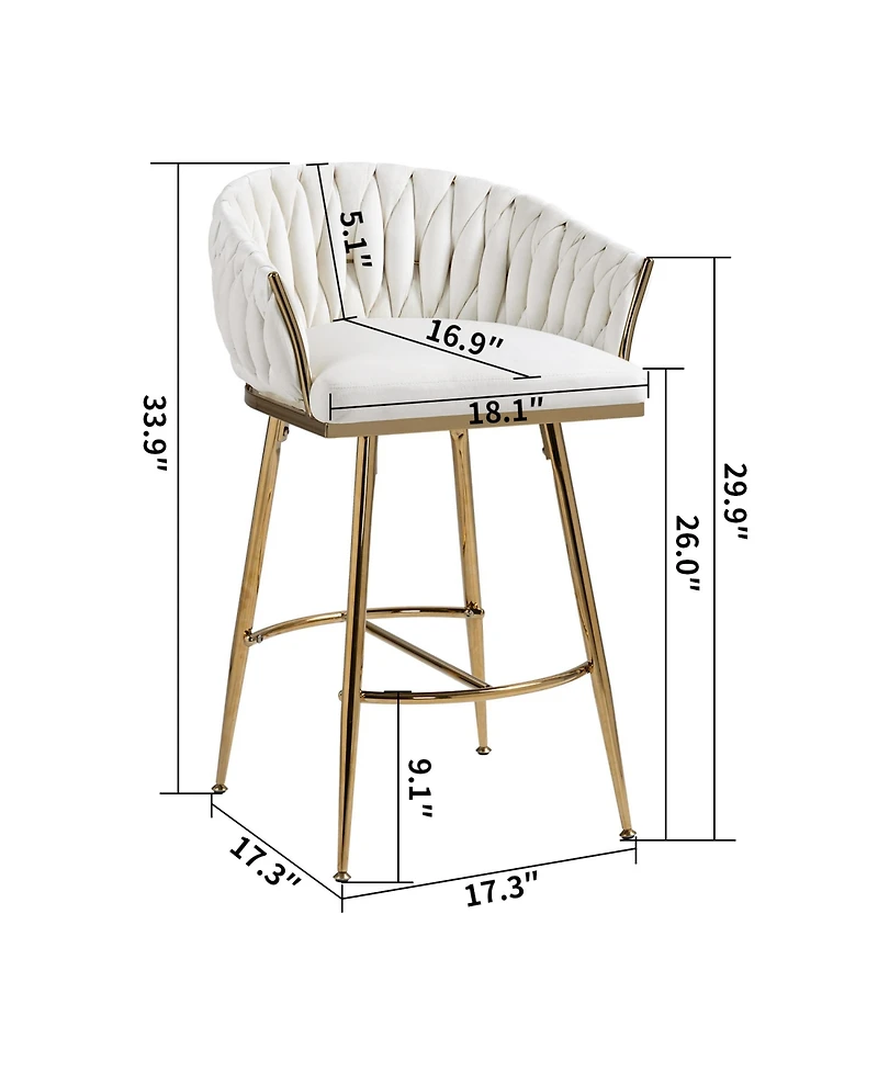 Rainsken Velvet Bar Stools Set of 2