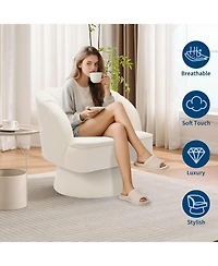 gaomon Modern Swivel Barrel Accent Chair, Velvet, Beige