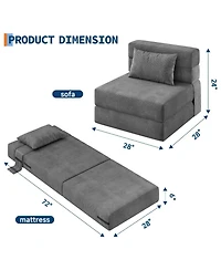 gaomon 4-in-1 Folding Sofa Bed Chair Bed, Convertible Sleeper with Pillow, Single