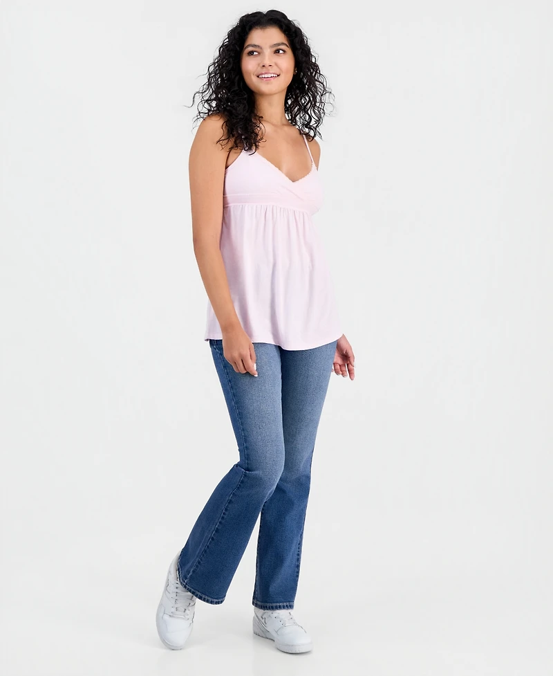 Madden Girl Juniors' Surplice-Neck Babydoll Top