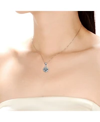 Sterling Silver in White Gold Plated Clear Cubic Zirconia Stud Necklace