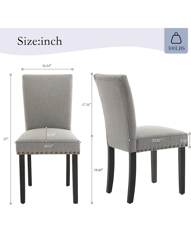 gaomon Dining Chairs Set of 6 Upholstered Persons Dinner Room Chair Sets Fabric Kitchen Chairs Solid Wood Legs and Padded Cushion