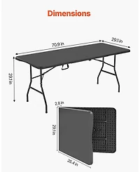 Mecale 6 Ft Fold-in-Half Folding Table with Carry Handle