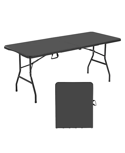 Mecale 6 Ft Fold-in-Half Folding Table with Carry Handle