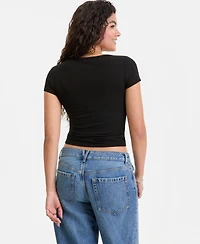 Hippie Rose Juniors' Scoop-Neck Cap-Sleeve Top