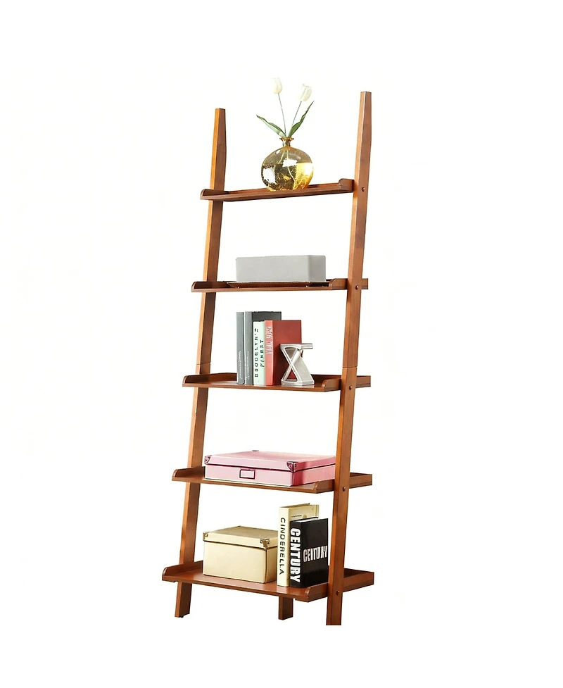 Yigii Ladder Bookshelf Solid Pine Traditional Modern