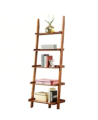 Yigii Ladder Bookshelf Solid Pine Traditional Modern