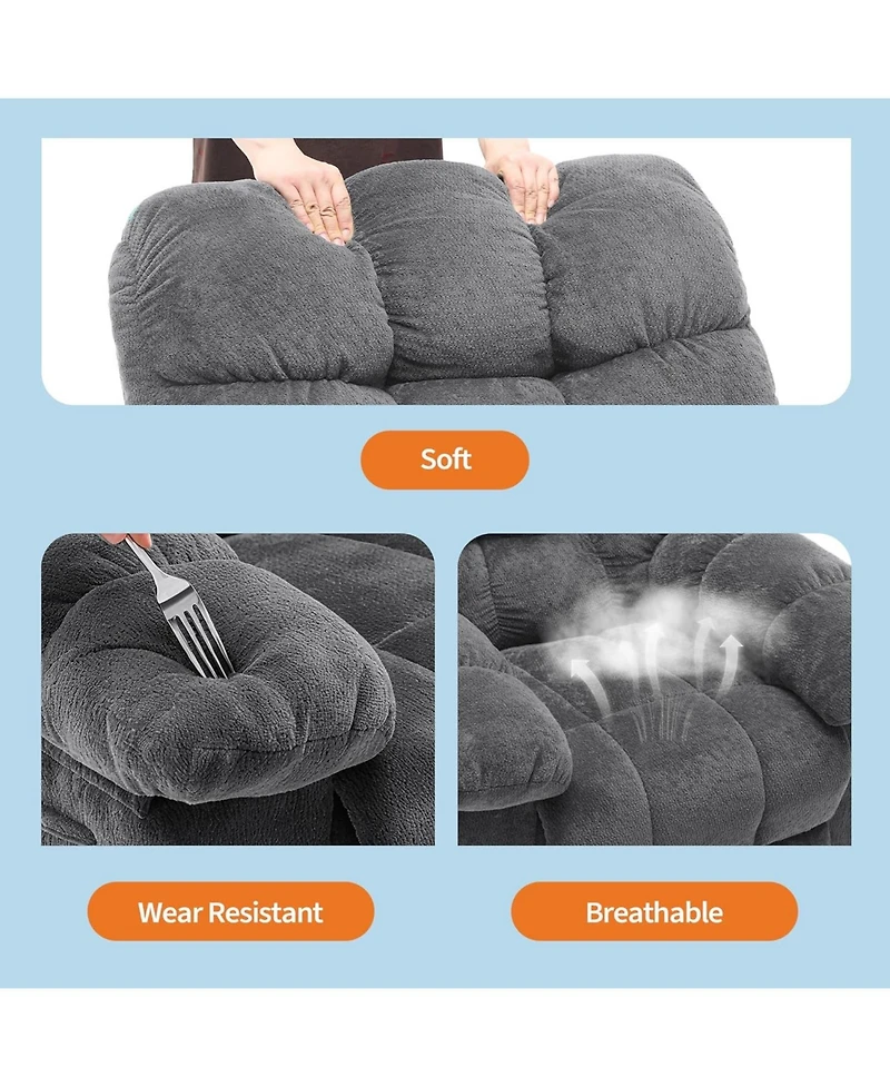 gaomon Electric Rocking Recliner Chair with 360degree(s) Swivel - High Back Glider, Upholstered Teddy Fabric Single Sofa for Living Room and Nursery