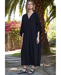 Ocean+Main Women's Ocean+Main Rouched Shoulder Maxi Cotton Caftan