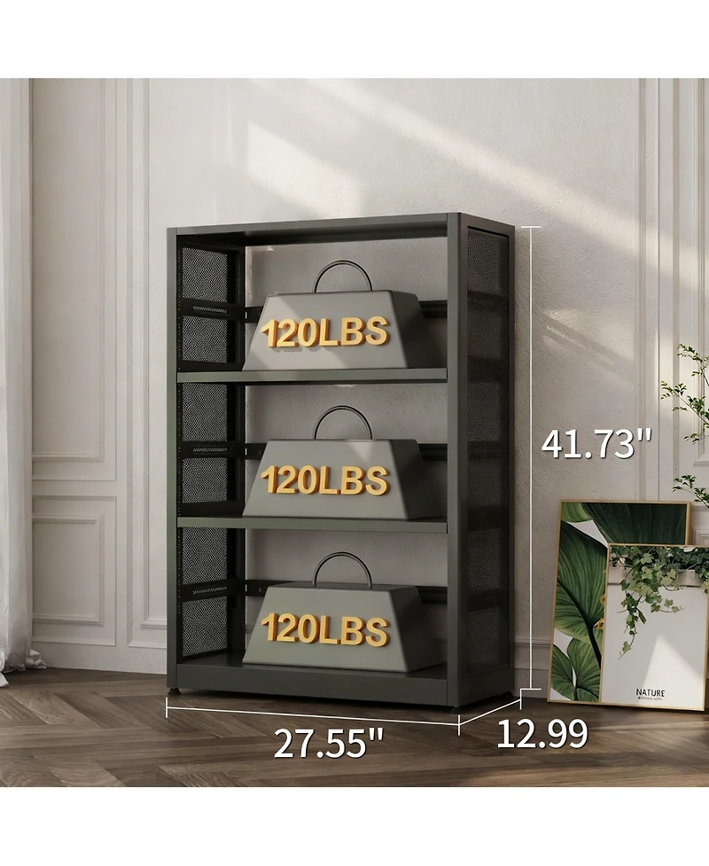 Yigii 5 Tier Metal Bookcase Adjustable Shelves Storage Shelf Unit