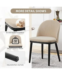 gaomon Dining Chairs Set of 2, Modern Fabric Upholstered Kitchen Side with Curved Backrest and Wood Leg