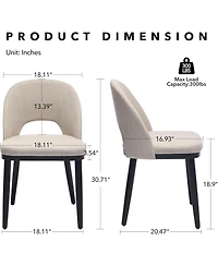gaomon Dining Chairs Set of 2, Modern Fabric Upholstered Kitchen Side with Curved Backrest and Wood Leg